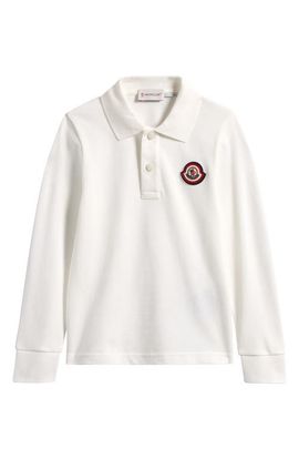 Moncler Moncler Kids' Logo Patch Long Sleeve Polo