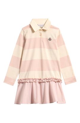 Moncler Moncler Kids' Stripe Long Sleeve Polo Dress