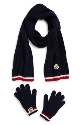 Moncler Moncler Kids' Virgin Wool & Cashmere Scarf & Gloves Set
