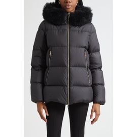 Moncler Moncler Laichefur Down Hooded Jacket with Removable Genuine Shearling Trim