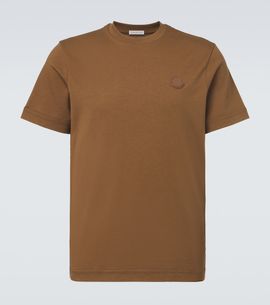 Moncler Moncler Leather-trimmed cotton jersey T-shirt