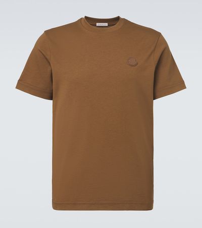 Moncler Moncler Leather-trimmed cotton jersey T-shirt