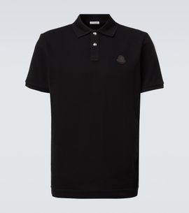 Moncler Moncler Leather-trimmed cotton piqué polo shirt