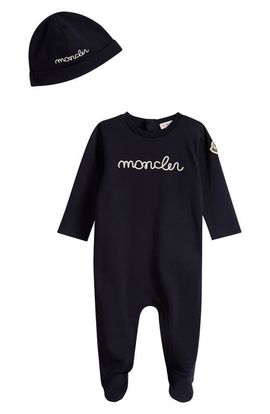 Moncler Moncler Logo Embroidered Layette & Beanie Set