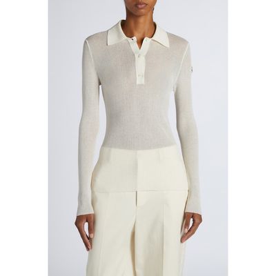 Moncler Moncler Long Sleeve Rib Polo Sweater