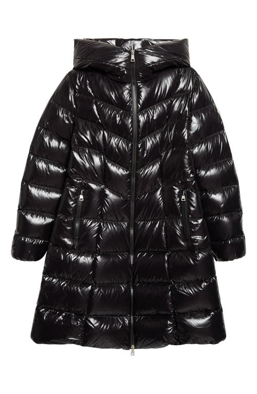 Moncler Moncler Marusse Long Lacquered Nylon Down Coat