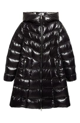 Moncler Moncler Marusse Long Lacquered Nylon Down Coat