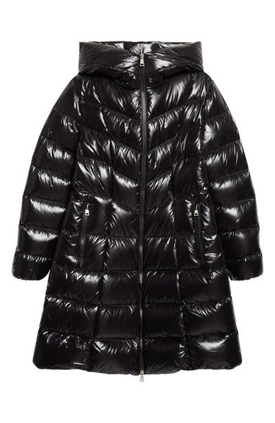 Moncler Moncler Marusse Long Lacquered Nylon Down Coat
