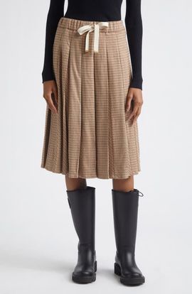 Moncler Moncler Microcheck Pleated Twill Skirt