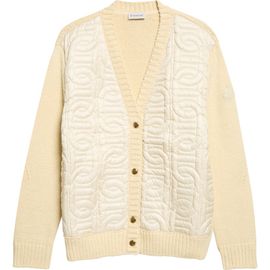 Moncler Moncler Mixed Media Chain Quilt Cotton Blend Cardigan