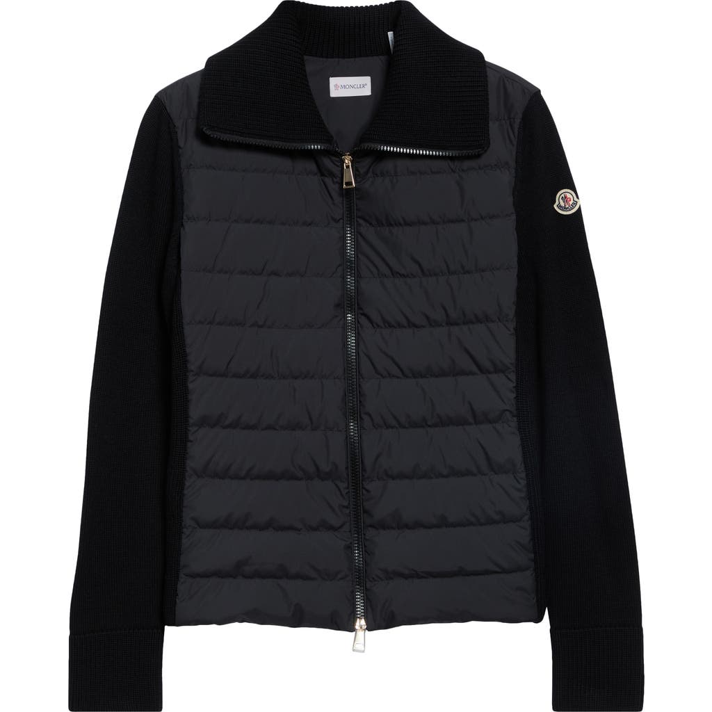 Moncler Moncler Mixed Media Quilted Zip Puffer Cardigan