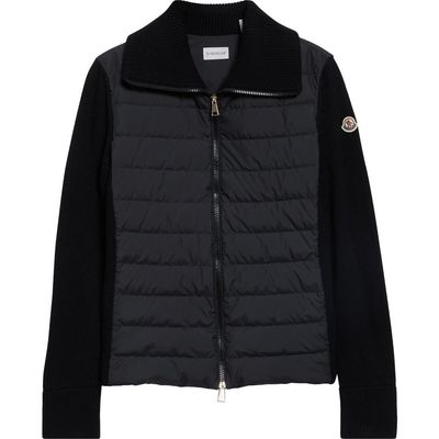 Moncler Moncler Mixed Media Quilted Zip Puffer Cardigan
