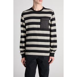 Moncler Moncler Mixed Media Stripe Long Sleeve Knit Top