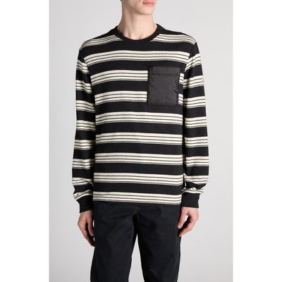 Moncler Moncler Mixed Media Stripe Long Sleeve Knit Top