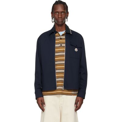 Moncler Moncler Navy Cotton Blend Gabardine Shirt Jacket