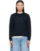 Moncler Moncler Navy Monogram Cotton Blend Sweater - 1
