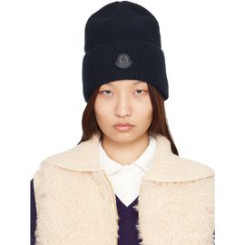 Moncler Moncler Navy Wool & Cashmere Blend Beanie