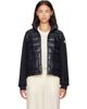 Moncler Moncler Navy Zip Up Cotton Fleece Down Cardigan - 1