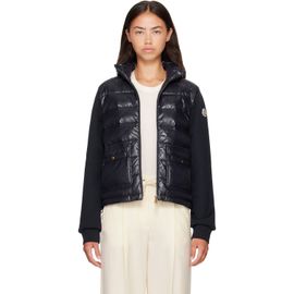 Moncler Moncler Navy Zip Up Cotton Fleece Down Cardigan