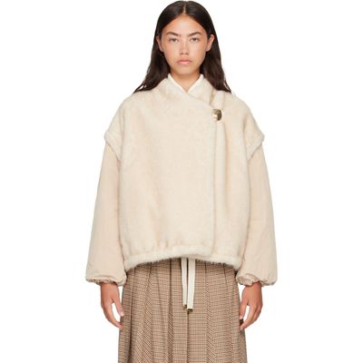 Moncler Moncler Off-White Chardonneret Faux-Fur Jacket