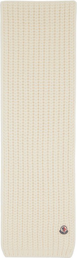 Moncler Moncler Off-White Ribbed Scarf