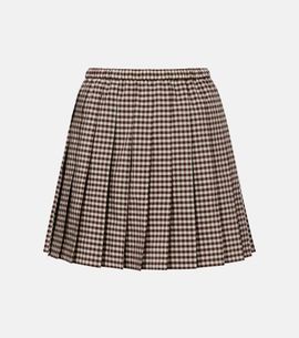 Moncler Moncler Pleated gingham cotton-blend miniskirt