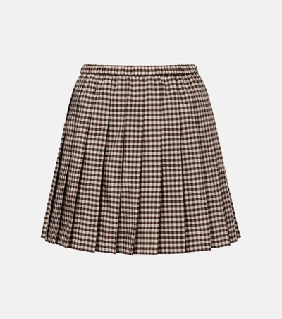 Moncler Moncler Pleated gingham cotton-blend miniskirt