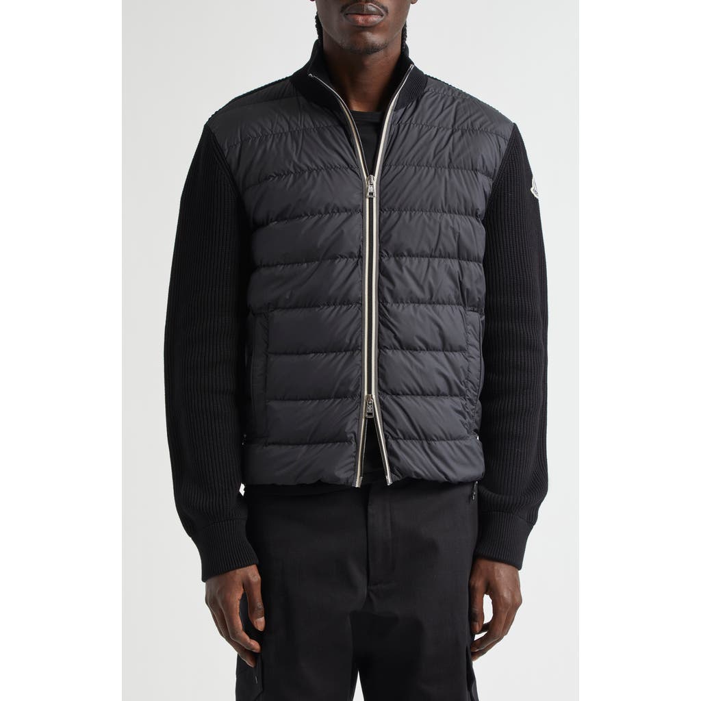 Moncler Moncler Quilted Down & Cotton Knit Cardigan