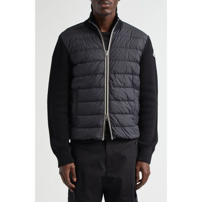 Moncler Moncler Quilted Down & Cotton Knit Cardigan