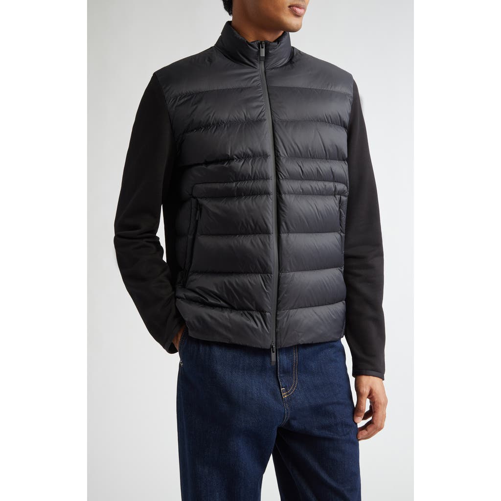 Moncler Moncler Quilted Down & Cotton Knit Zip Cardigan
