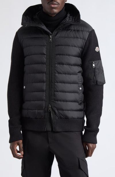 Moncler Moncler Quilted Front Wool Blend Cardigan