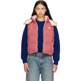 Moncler Moncler Red Niverolle Houndstooth Wool Blend Down Vest