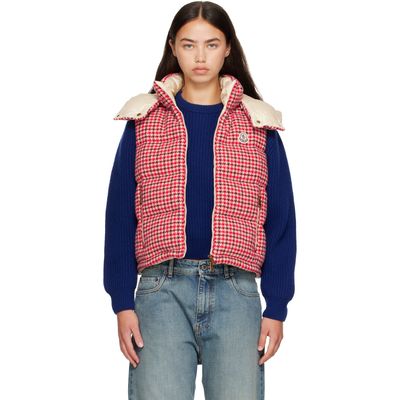 Moncler Moncler Red Niverolle Houndstooth Wool Blend Down Vest