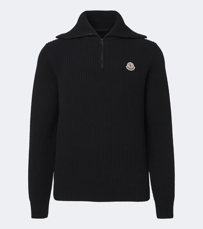 Moncler Moncler Ribbed-knit virgin wool half-zip sweater