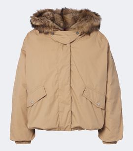Moncler Moncler Shearling-trimmed cotton-blend down jacket