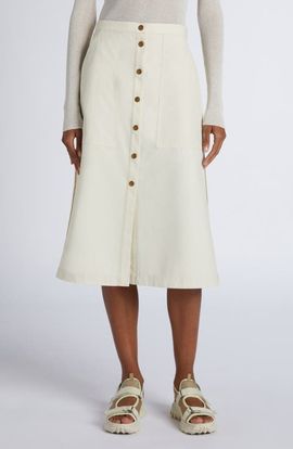 Moncler Moncler Snap Front Twill A-Line Skirt