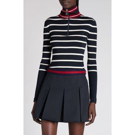 Moncler Moncler Stripe Virgin Wool Quarter Zip Pullover 