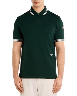 Moncler Moncler Striped Trim Cotton Piquet Polo Shirt
