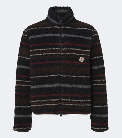 Moncler Moncler Striped wool-blend fleece zip-up cardigan