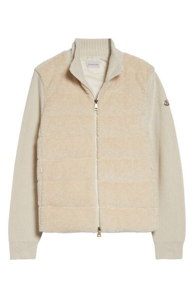 Moncler Moncler Teddy & Merino Wool Down Zip Cardigan