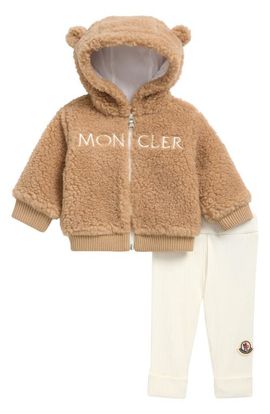 Moncler Moncler Teddy Hooded Fleece Jacket & Leggings Set