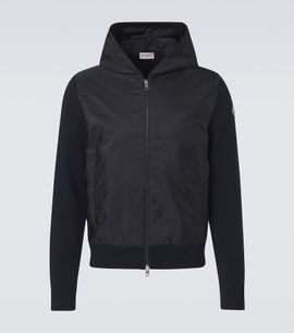 Moncler Moncler Tricot hooded cotton-blend jacket