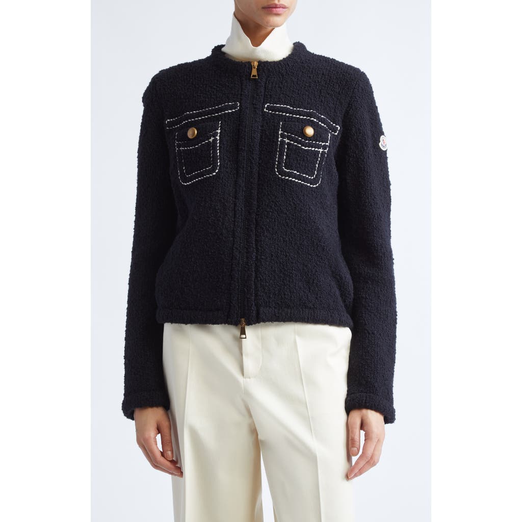 Moncler Moncler Trompe l'Oeil Bouclé Knit & Down Cardigan