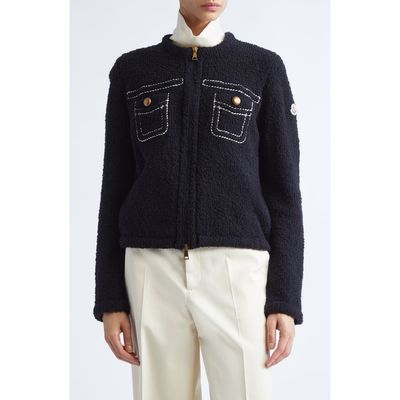 Moncler Moncler Trompe l'Oeil Bouclé Knit & Down Cardigan