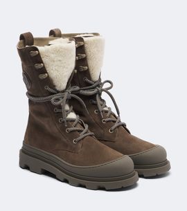Moncler Moncler Vera shearling-trimmed suede lace-up boots