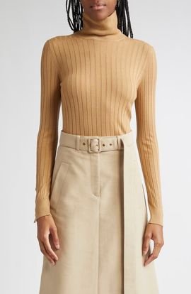 Moncler Moncler Virgin Wool & Cashmere Rib Turtleneck Sweater