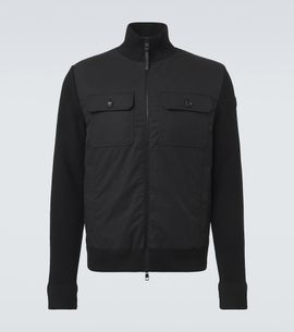Moncler Moncler Virgin wool and suede zip-up down cardigan