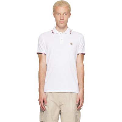 Moncler Moncler White Tricolor-Trimmed Cotton Piquet Polo