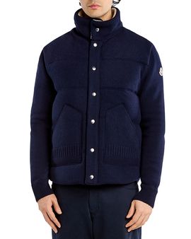 Moncler Moncler Wool & Cashmere Logo Patch Down Cardigan Sweater
