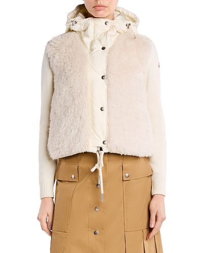 Moncler Moncler Wool and Cashmere Blend Padded Zip Front Cardigan